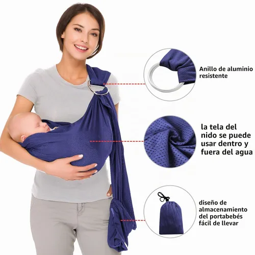 Vista 2 de CUBY Transportador de agua para bebé, ligero y transpirable, de malla transpirable, con anillo ajustable, de secado rápido, portabebés para recién