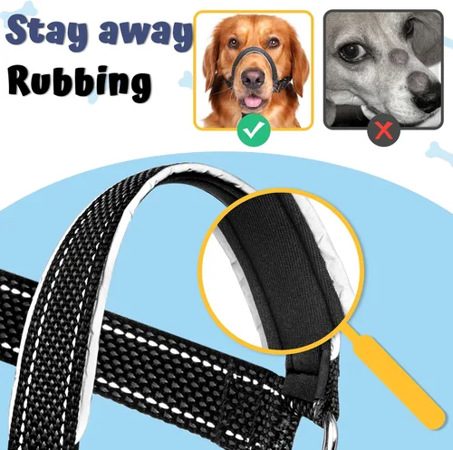 Vista 2 de BARKLESS Collar de cabeza de perro, suave sin tirones, correa reflectante para bozal con enlace de seguridad, collar ajustable para la cabeza
