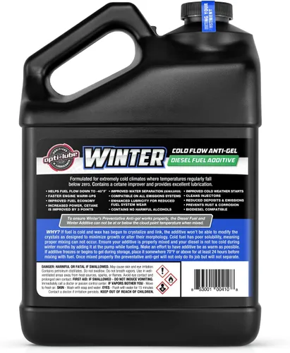 Vista 5 de Opti-Lube Winter Formula Aditivo Anticongelante para Combustible Diésel: 1 Galón con Accesorios (Galón con Botellas de Cuello Largo y Bomba)