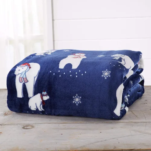 Vista 7 de Great Bay Home - Manta decorativa para navidad. Diseño de navidad de terciopelo supersuave.