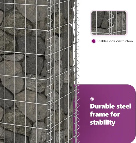 Vista 7 de vidaXL 39.4"x23.6"x39.4" Gabion Wall con cubiertas en acero galvanizado plata