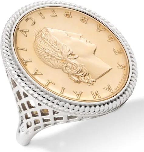 Vista 2 de Miabella Anillo de cuerda de moneda italiana auténtica de plata de ley 925 de 20 lira, para mujer