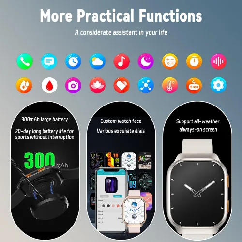 Vista 5 de Relojes inteligentes para hombres, reloj inteligente de seguimiento de actividad física para teléfonos Android/compatible con iPhone, reloj AMOLED