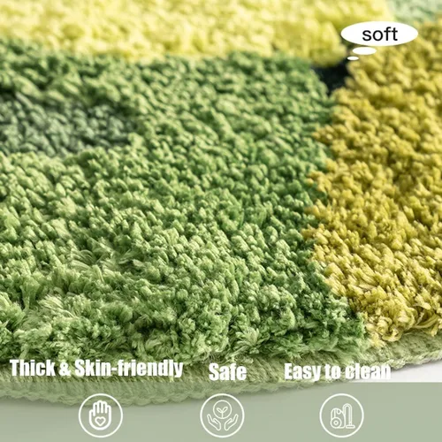 Vista 3 de Alfombra de musgo estéreo 3D para sala de estar, montañas, río, flores, hierba, musgo, alfombra para dormitorio, decoración estética antideslizante