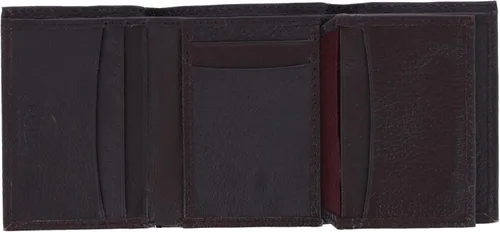 Vista 5 de CTM Billetera triple de cuero para hombre, Marrón, Trifold