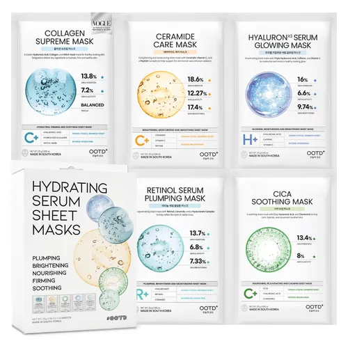 Vista 17 de Mascarilla facial coreana #OOTD para el cuidado de la piel seca y sensible Mascarillas en hoja hidratantes, revitalizantes, calmantes