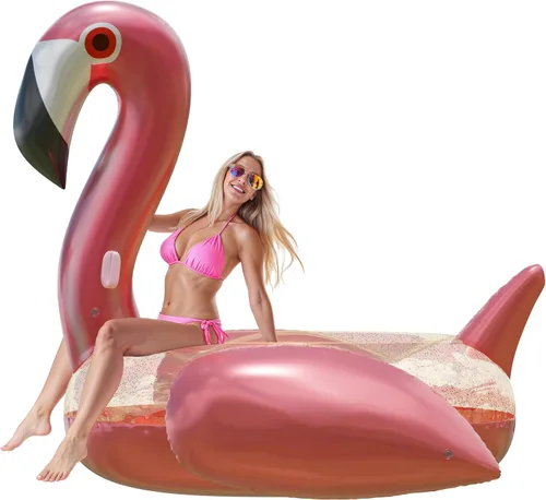 Vista 13 de JAMBO Flotador inflable para tumbona de piscina, 70 x 47 pulgadas, flotador de piscina con almohada, balsa de salón de agua, flotador de piscina