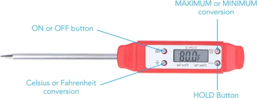 Vista 4 de CHICIRIS Termómetro de alimentos, calibración automática estilo bolígrafo de alta precisión, termómetro de cocina digital de bolsillo electrónico