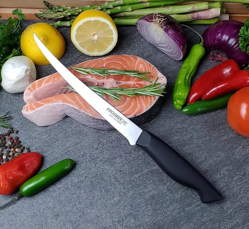 Vista 3 de Ergo Chef Prodigy Series - Cuchillo de filete flexible curvado de 7.5 pulgadas, hoja de acero inoxidable de alto carbono, mango ergonómico