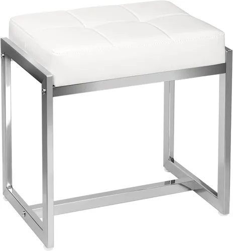 Vista 10 de Taburete de tocador, taburetes de silla de tocador para sala de maquillaje, taburete cuadrado de lino para tocador, otomanos pequeños acolchados