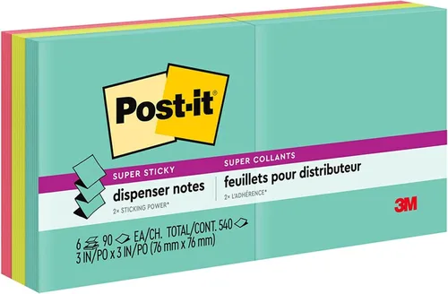 Vista 6 de Post-it Notas emergentes superadhesivas, 3 x 3 pulgadas, 6 blocs, 2 veces el poder de adherencia, neones supernova, colores brillantes, reciclables