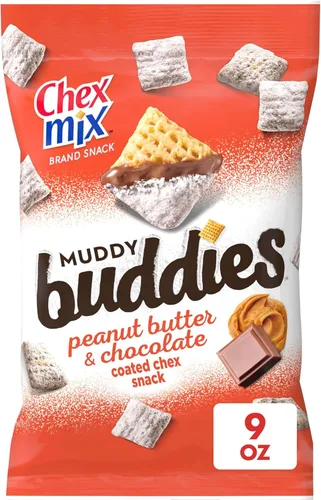 Vista 7 de Chex Mix Muddy Buddies, Mix de aperitivos de galletas OREO y crema, 9 oz Chex de maíz crujiente, capa de chocolate blanco, cobertura de migas