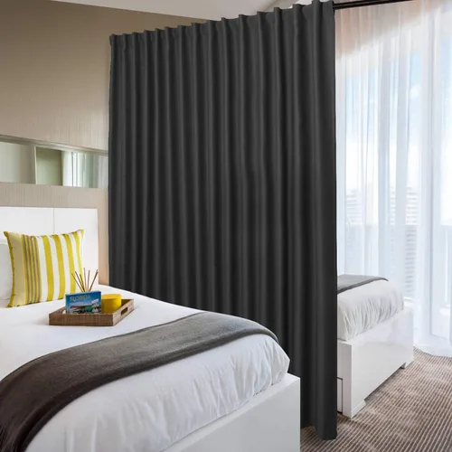 Vista 54 de DWCN Cortina opaca divisora de privacidad para puerta corrediza de patio, cortinas térmicas extra anchas con pestaña trasera y bolsillo para barra