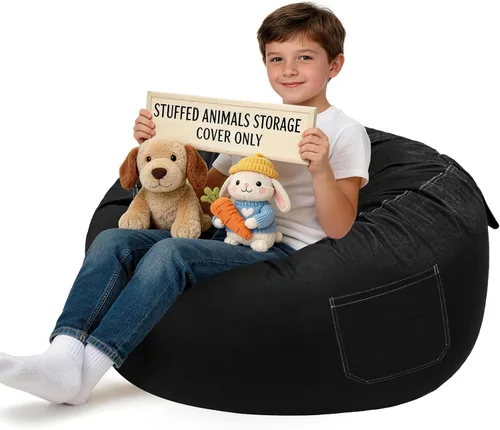 Vista 50 de Lukeight - Puf de almacenamiento de animales de peluche para niños, funda para puf de dinosaurio con cremallera para organizar la habitación