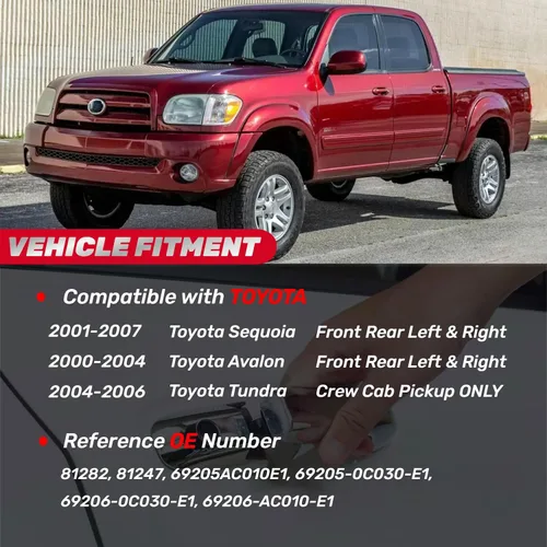Vista 2 de Manija de Puerta Interior Delantera Trasera Izquierda Conductor Derecha Pasajero para Toyota Sequoia 2001-2007, Toyota Tundra (Solo Cabina Doble)