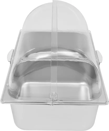 Vista 6 de Recipiente de acero inoxidable para servir alimentos para encimera, contenedor de servir alimentos con tapa, servidor de condimentos con cucharas