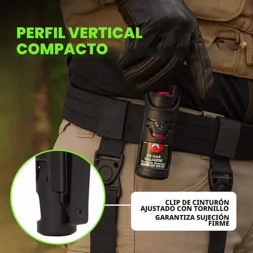 Vista 5 de Funda universal de spray de pimienta. Soporte de aerosol OC para cinturón de servicio y MOLLE Se adapta a MK-3 y MK-4. Diseño de acceso rápido.