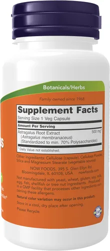Vista 2 de NOW Foods Suplementos de apoyo inmunológico, extracto de astrágalo 500 mg (estandarizado al 70% de polisacáridos), 90 cápsulas vegetales