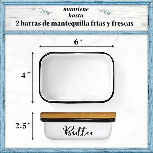 Vista 3 de Home Acre Designs - Mantequillera con tapa para decoración de hogar estilo granja, colección de cocina