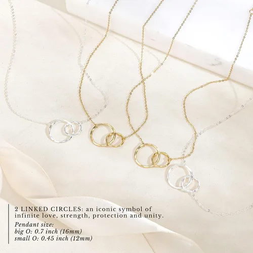 Vista 4 de HOPE LOVE SHINE Thank You Necklace for Baby Shower Host - Sterling Silver Interlocking Rings - Appreciation Gift for Hostess