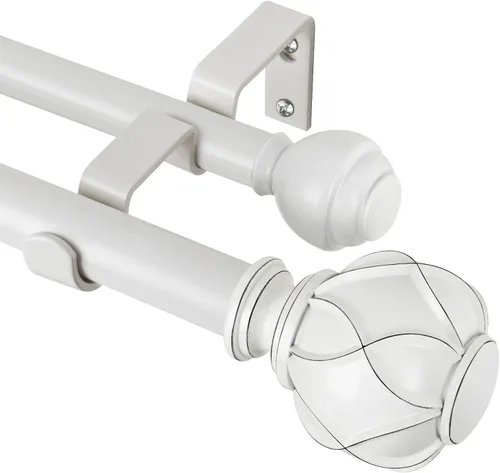 Vista 19 de KAMANINA Barras de cortina dobles para ventanas de 72 a 144 pulgadas, oro Dorado champán