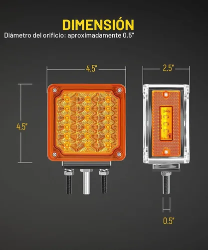 Vista 5 de Partsam Luces LED de Pedestal Ámbar/Ámbar de Doble Cara 39 Luces LED de Señal de Giro Montaje con Perno Luces de Guardabarros Luces Laterales