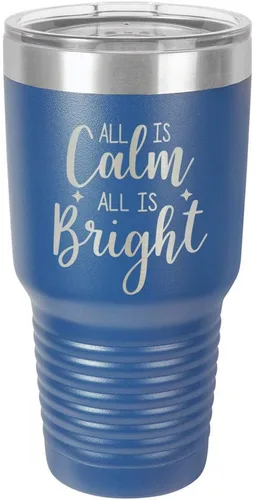 Vista 10 de Chirstmas Taza de viaje de acero con recubrimiento de polvo grabado con láser, con grabado de 30 oz, sin BPA, para mantener tu bebida fría