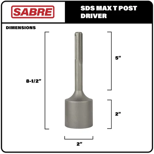 Vista 2 de SDS Max Shank T - Accesorio para atornillar postes en T con taladro de martillo giratorio, cabeza de 2 pulgadas de diámetro, controlador de poste