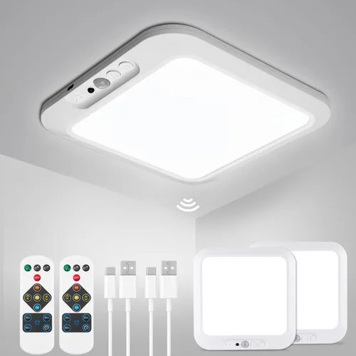 Vista 10 de wowatt: lámpara de techo recargable operada por batería, luz de sensor de movimiento para interiores, lámpara de ducha inalámbrica con mando a