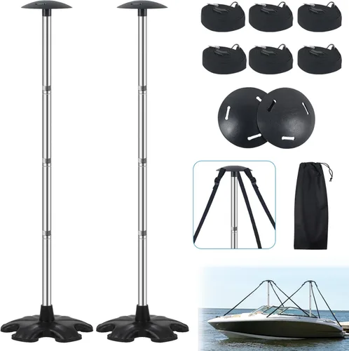 Vista 8 de Sistema de postes de soporte para cubierta de barco, postes ajustables de aluminio para cubierta de barco de 16 a 59 pulgadas, sistema de soporte