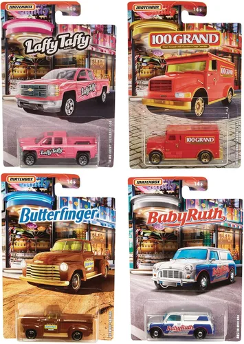 Vista 2 de Matchbox Juego de 4 autos fundidos a presión de la serie temática de caramelos 2019