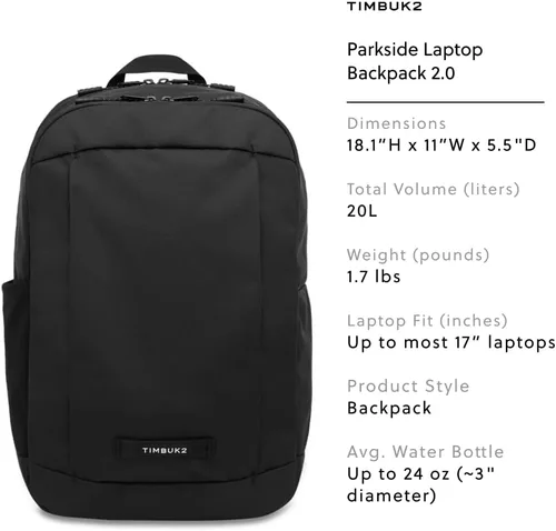 Vista 2 de Timbuk2 Parkside Mochila para laptop 2.0, Eco Negro, Tamaño único, Computadora portátil