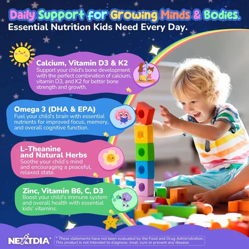 Vista 5 de Nextdia Gomitas de magnesio sin azúcar para niños, paquete de 2 + gomitas de colágeno para mujeres y hombres, 1 paquete