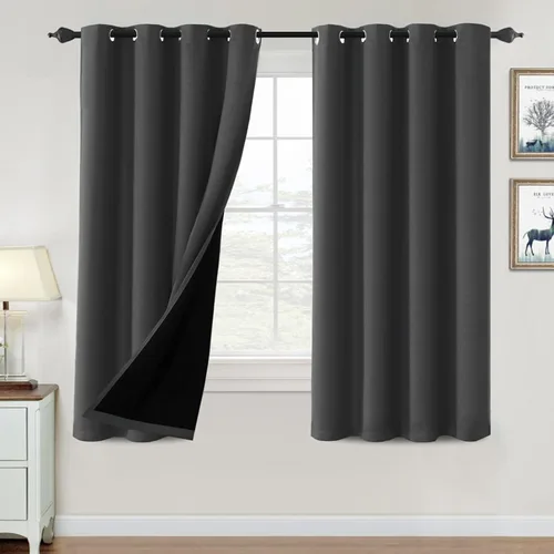 Vista 81 de H.VERSAILTEX Cortinas 100% de opacidad para dormitorio, con aislamiento térmico, cortinas opacas de 63 pulgadas de largo, cortinas de bloqueo