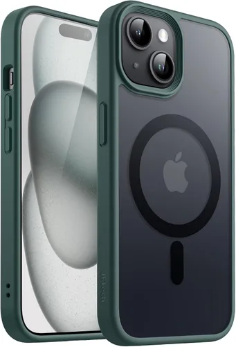 Vista 31 de JETech - Carcasa magnética mate para iPhone 15, color negro Compatible con MagSafe, parte trasera mate translúcida, protección delgada a prueba