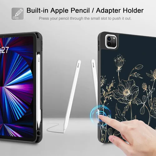 Vista 9 de May Chen Funda para iPad Pro de 11 pulgadas (4ª, 3ª, 2ª y 1ª generación) 2022 2021 2020 2018, soporte triple + soporte para lápiz + encendido