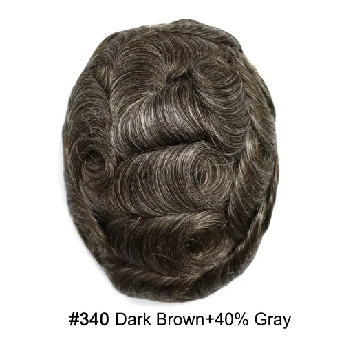 Vista 274 de Toupee para hombre 100% cabello humano real tupé para hombres 0.004 in piel de poliuretano para hombre, sistema de reemplazo de piezas de pelo