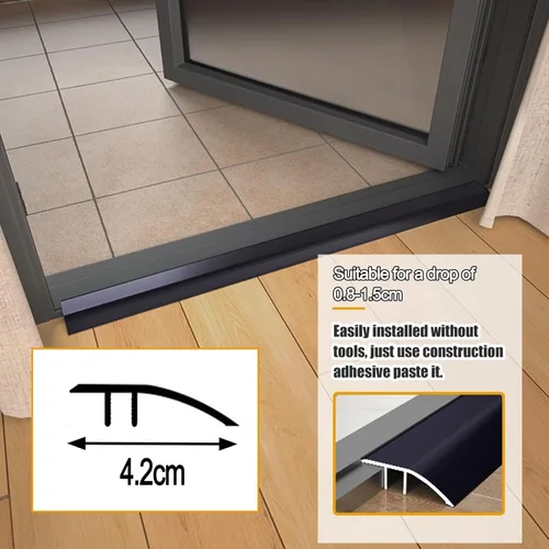 Vista 2 de Tira de umbral de transición de piso de aluminio de madera a azulejo, tira de puerta de piso laminado autoadhesiva, borde de transición de alfombra