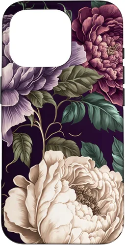 Vista 19 de Elegant Blush Pink & Purple Vintage Floral Rose & Peony Case for iPhone 17