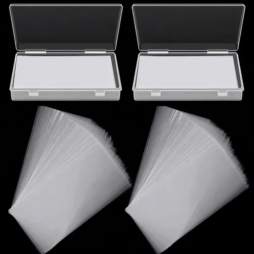Vista 8 de Shappy 151 fundas transparentes para dinero con estuche de almacenamiento de plástico, soportes de dinero de papel, fundas para billetes de dólar