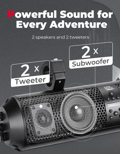 Vista 2 de KEMIMOTO Barra de sonido UTV de 18 pulgadas, altavoz SXS RGB, control inalámbrico, Bluetooth, compatible con 2 tweeter y 2 subwoofers compatible