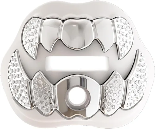 Vista 9 de LeCool Protector bucal de fútbol con correa conectada, 3D Beast Chrome, protector bucal para adultos y jóvenes, pieza para deportes para máximo
