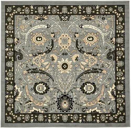 Vista 50 de Unique Loom Espahan Collection - Alfombra de área Cape Cod (2 pies 2 pulgadas x 3 pies 1 pulgada, rectangular, azul/negro)
