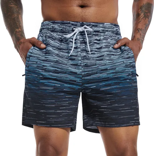 Vista 29 de SILKWORLD Traje de baño para hombre, pantalones cortos de playa de secado rápido con bolsillos Ejército Verde-ag