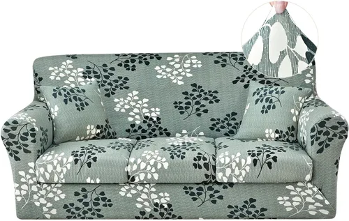 Vista 21 de JQinHome Funda elástica de 4 piezas para sofá, funda para sofá, funda para loveseat con 2 fundas de cojín separadas, protector de muebles lavable