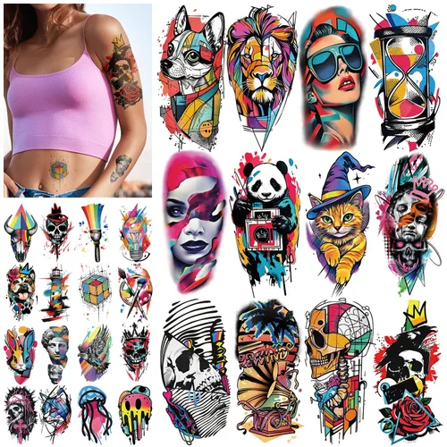 Vista 9 de 77 hojas de tatuajes temporales del 4 de julio para adultos y niños, tatuajes falsos patrióticos del Día de la Independencia de Estados Unidos