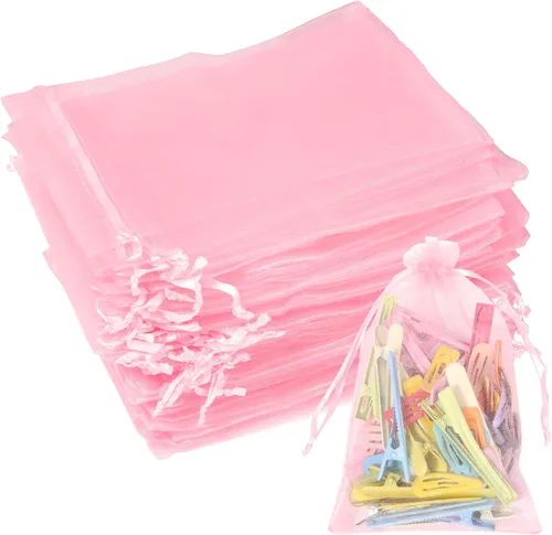 Vista 21 de Partyeah 50 bolsas de organza de 4 x 6 pulgadas, pequeñas bolsas de malla para joyas, bolsas con cordón para bolsas de regalo de organza de dulces