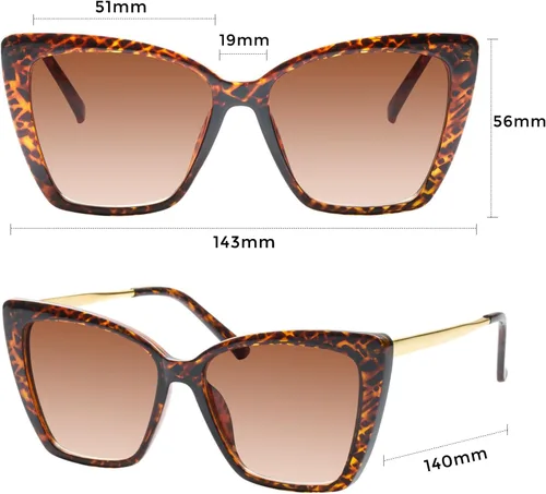 Vista 5 de mosanana Gafas de sol de ojo de gato de gran tamaño para mujer, estilo moderno MS52028