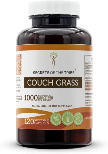 Vista 6 de Secrets of the Tribe Couch Grass 60 cápsulas, 1000 mg, Couchgrass (Couch Grass, Elymus repens) raíz seca (60 cápsulas)