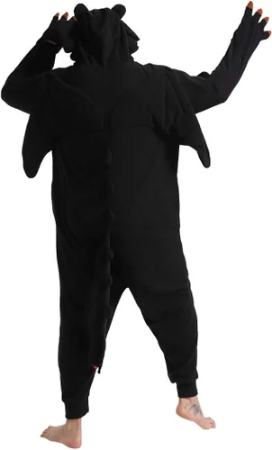 Vista 3 de dressfan Mameluco de dragón de animal disfraz de Navidad Halloween pijamas unisex para adultos adolescentes blanco y negro Blanco